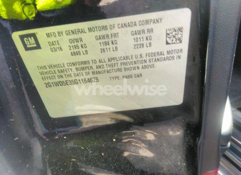 Photo 9 of 2016 Chevrolet Impala LIMITED POLICE (VIN 2G1WD5E35G1164625)