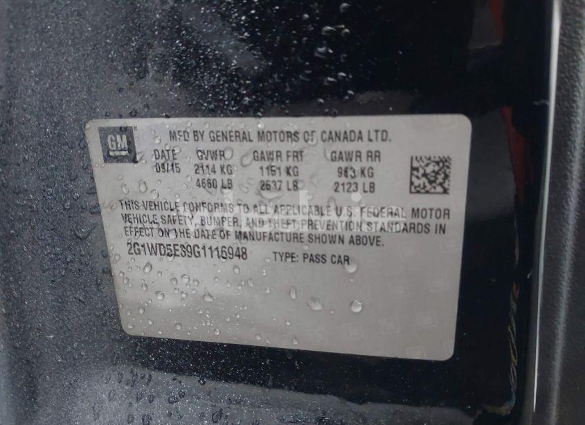 Photo 9 of 2016 Chevrolet Impala LIMITED POLICE (VIN 2G1WD5E39G1116948)