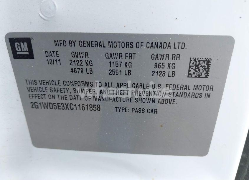 Photo 9 of 2012 Chevrolet Impala POLICE (VIN 2G1WD5E3XC1161858)