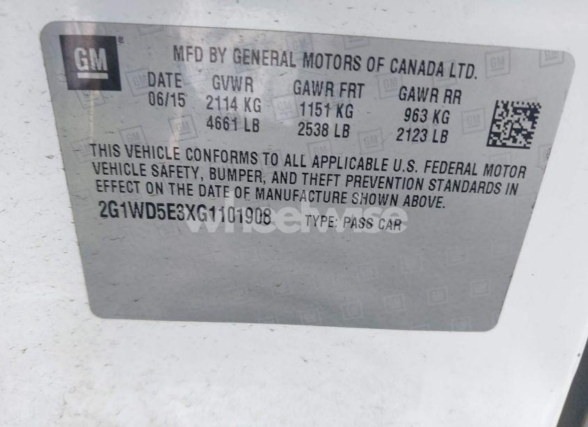 Photo 9 of 2016 Chevrolet Impala LIMITED POLICE (VIN 2G1WD5E3XG1101908)