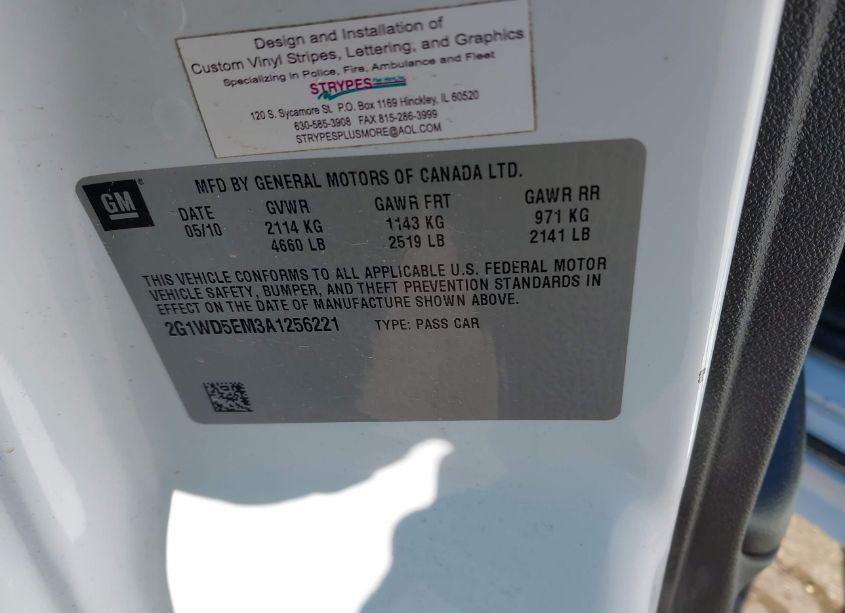 Photo 9 of 2010 Chevrolet Impala POLICE (VIN 2G1WD5EM3A1256221)