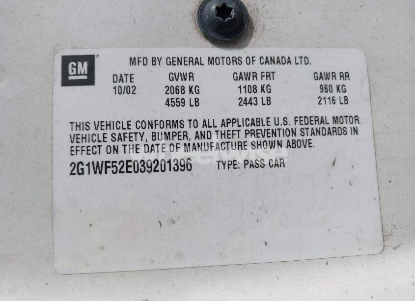 Photo 9 of 2003 Chevrolet Impala (VIN 2G1WF52E039201396)