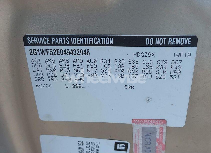 Photo 9 of 2004 Chevrolet Impala (VIN 2G1WF52E049432946)