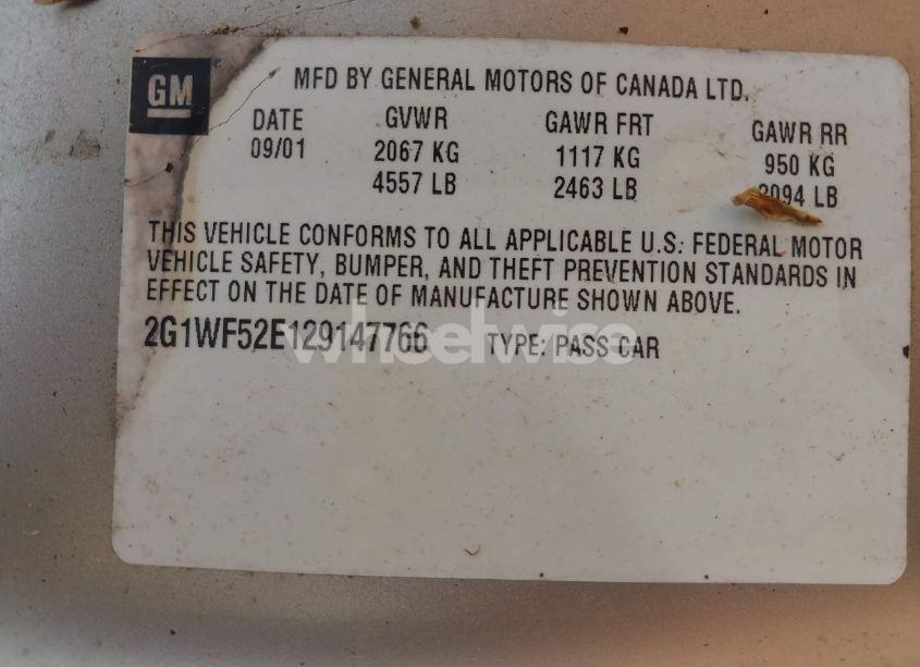 Photo 9 of 2002 Chevrolet Impala (VIN 2G1WF52E129147766)