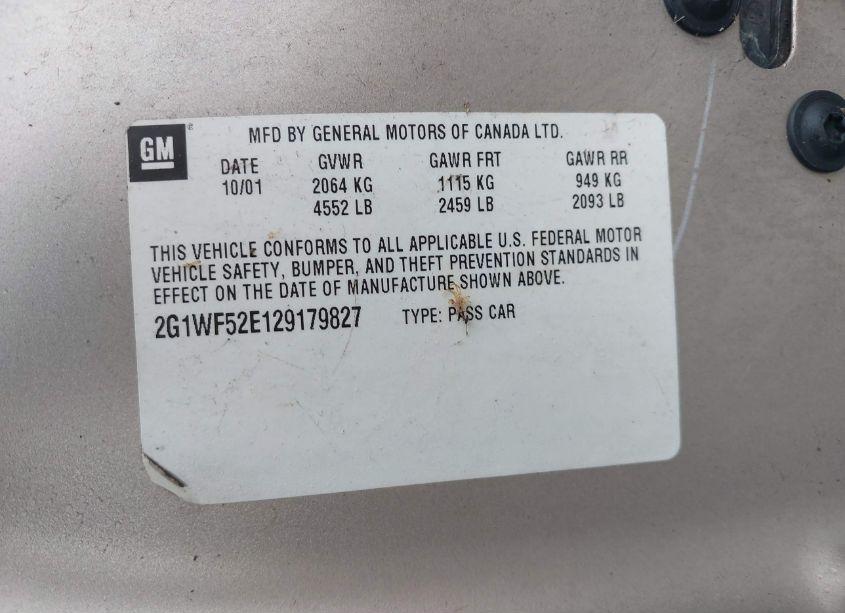 Photo 9 of 2002 Chevrolet Impala (VIN 2G1WF52E129179827)