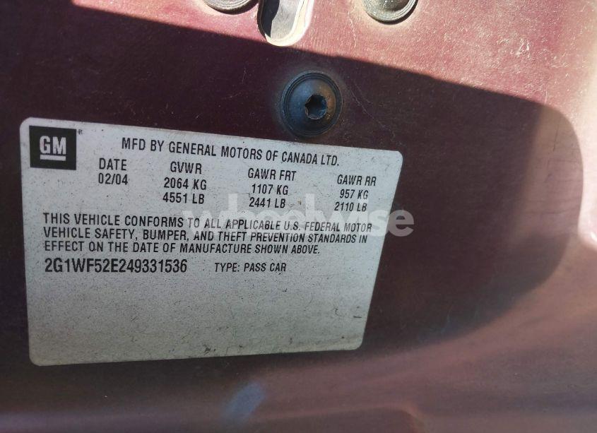 Photo 9 of 2004 Chevrolet Impala (VIN 2G1WF52E249331536)