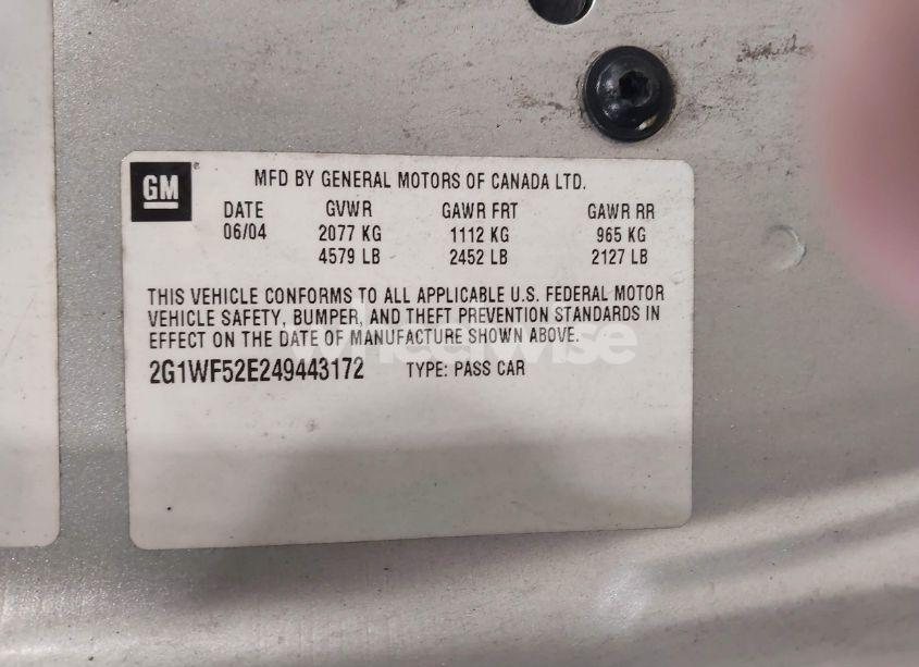 Photo 9 of 2004 Chevrolet Impala (VIN 2G1WF52E249443172)