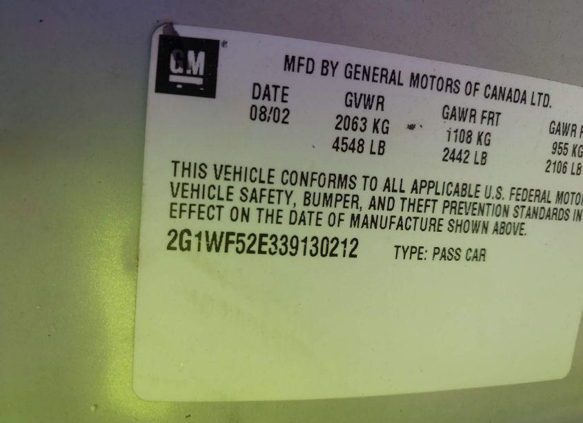 Photo 9 of 2003 Chevrolet Impala (VIN 2G1WF52E339130212)