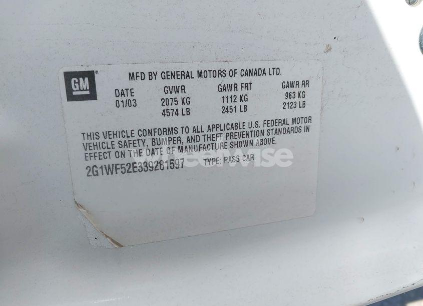 Photo 9 of 2003 Chevrolet Impala (VIN 2G1WF52E339281597)