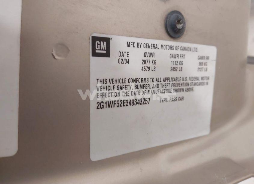 Photo 9 of 2004 Chevrolet Impala (VIN 2G1WF52E349343257)