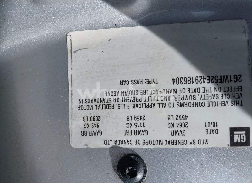 Photo 9 of 2002 Chevrolet Impala (VIN 2G1WF52E429186304)