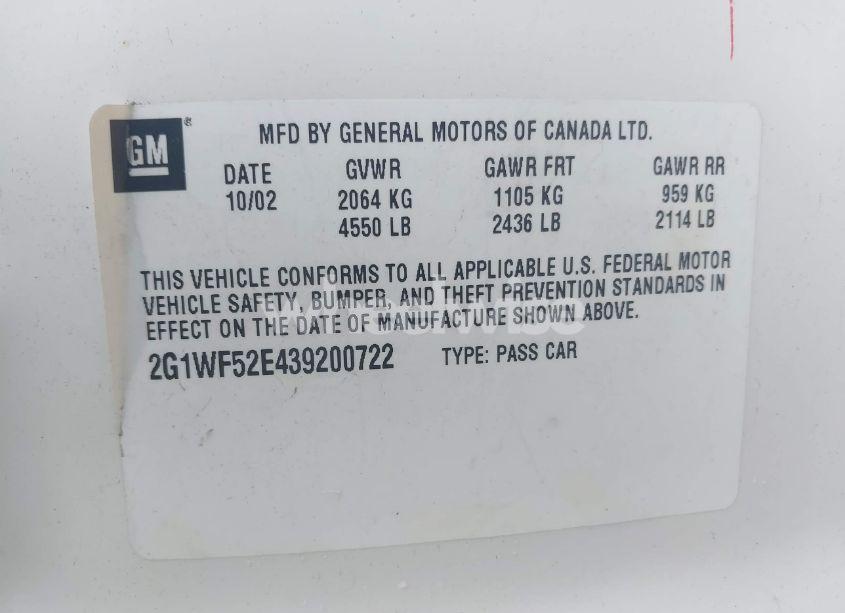 Photo 9 of 2003 Chevrolet Impala (VIN 2G1WF52E439200722)