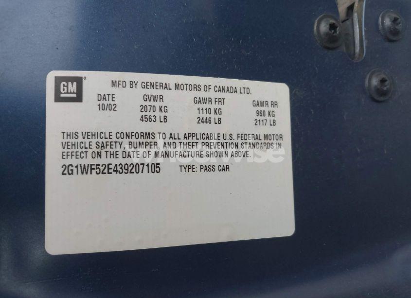 Photo 9 of 2003 Chevrolet Impala (VIN 2G1WF52E439207105)