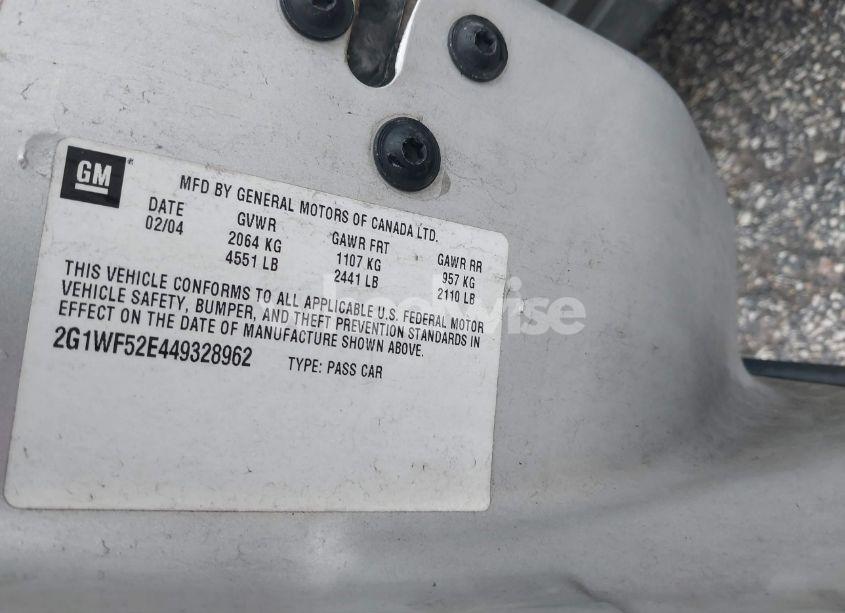 Photo 9 of 2004 Chevrolet Impala (VIN 2G1WF52E449328962)