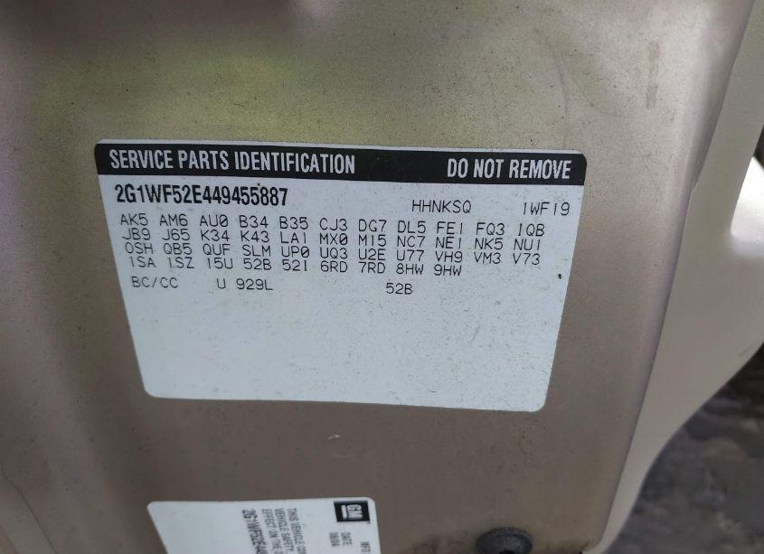 Photo 9 of 2004 Chevrolet Impala (VIN 2G1WF52E449455887)