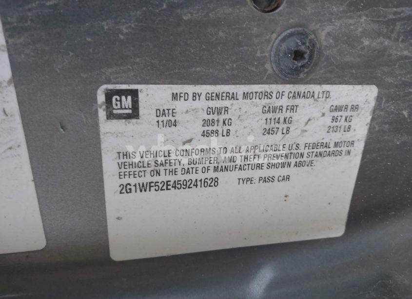 Photo 9 of 2005 Chevrolet Impala (VIN 2G1WF52E459241628)