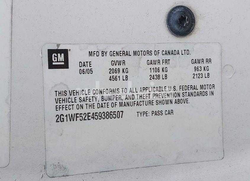 Photo 9 of 2005 Chevrolet Impala (VIN 2G1WF52E459386507)