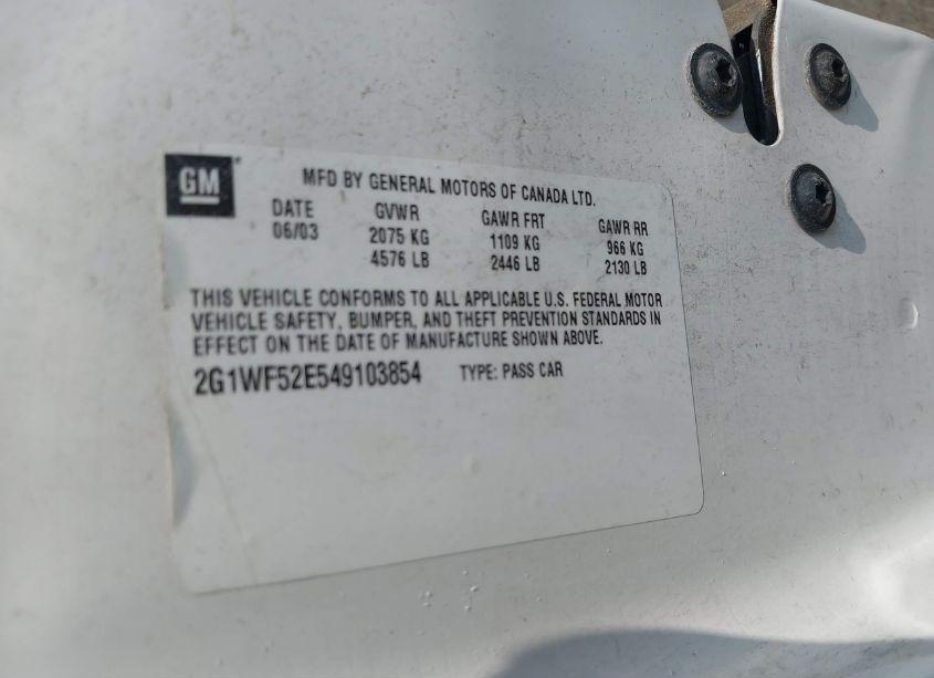 Photo 9 of 2004 Chevrolet Impala (VIN 2G1WF52E549103854)