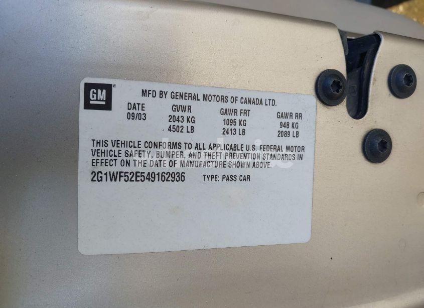 Photo 9 of 2004 Chevrolet Impala (VIN 2G1WF52E549162936)