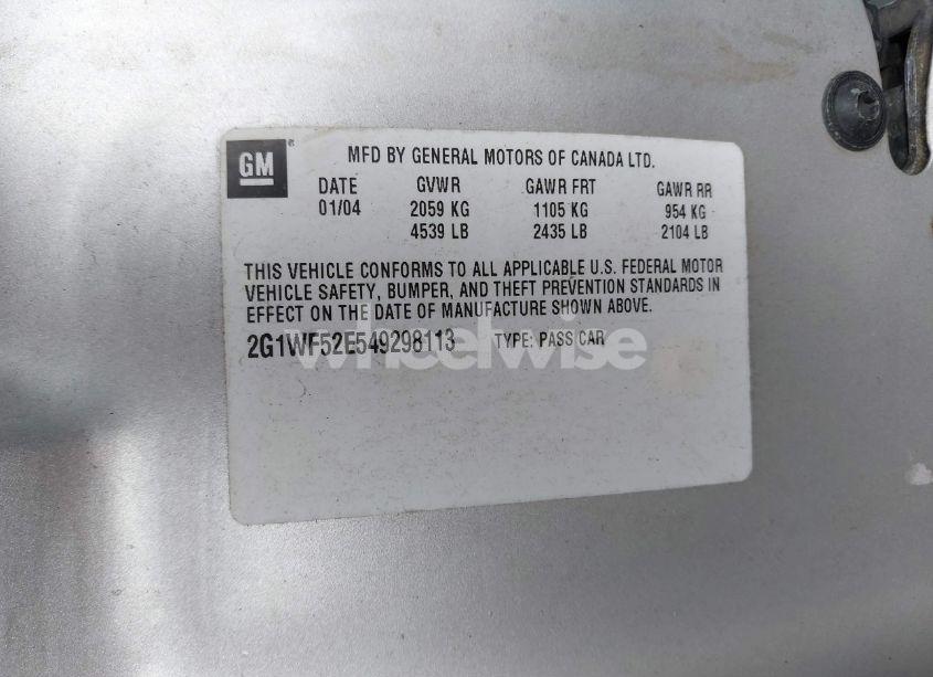 Photo 9 of 2004 Chevrolet Impala (VIN 2G1WF52E549298113)