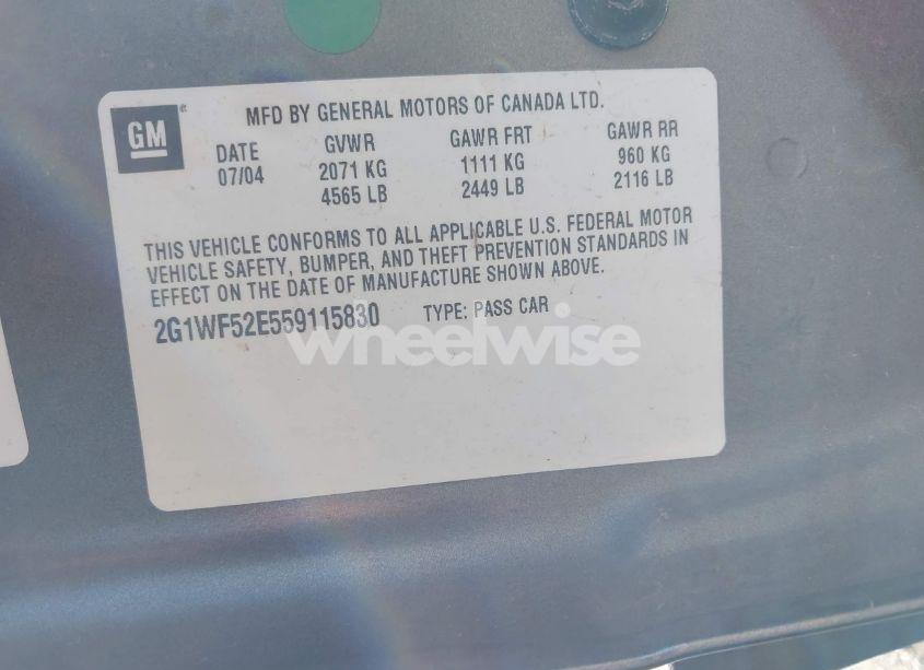 Photo 9 of 2005 Chevrolet Impala (VIN 2G1WF52E559115830)