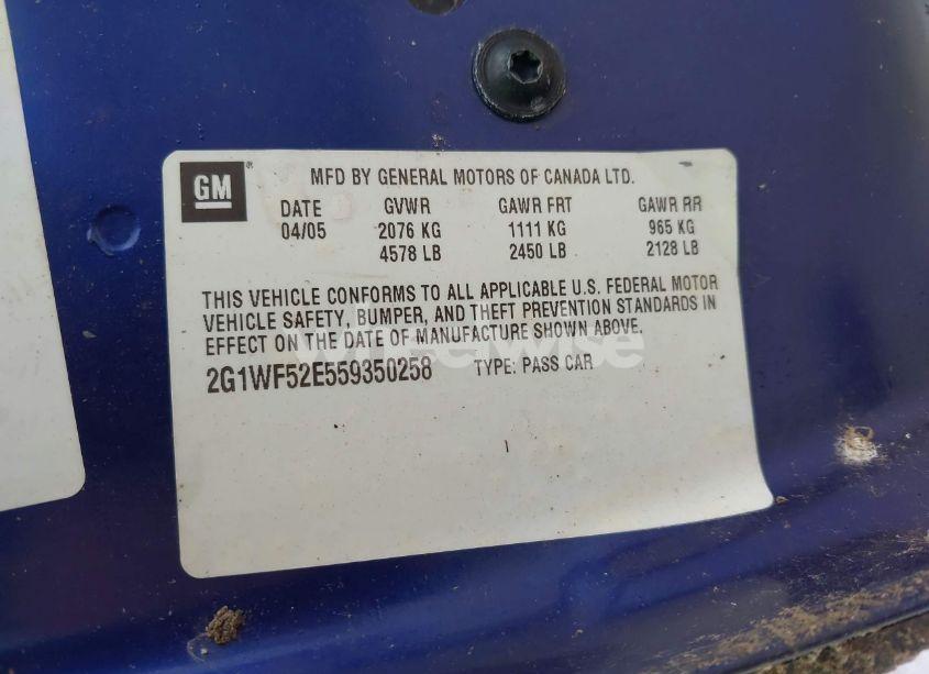 Photo 9 of 2005 Chevrolet Impala (VIN 2G1WF52E559350258)