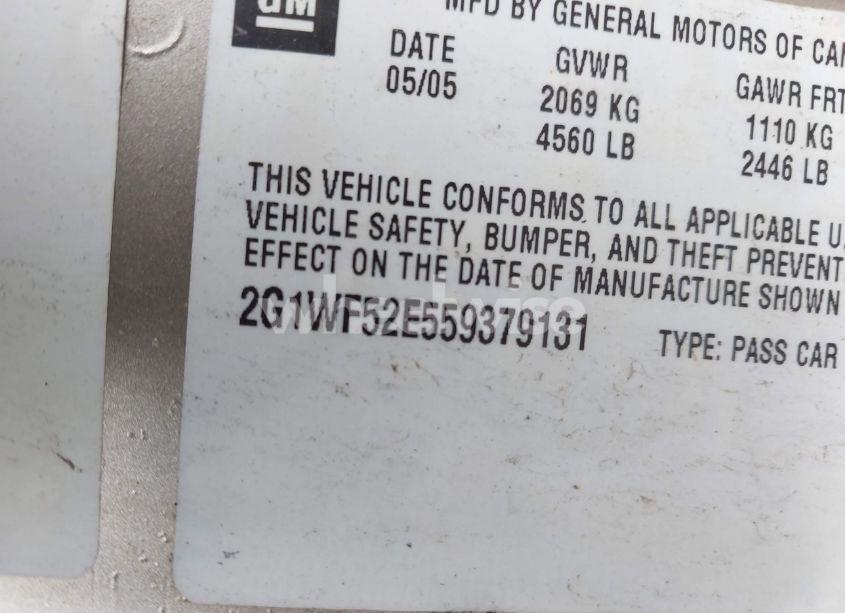 Photo 9 of 2005 Chevrolet Impala (VIN 2G1WF52E559379131)