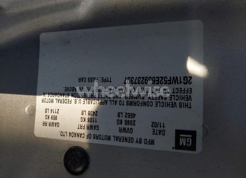 Photo 9 of 2003 Chevrolet Impala (VIN 2G1WF52E639237397)