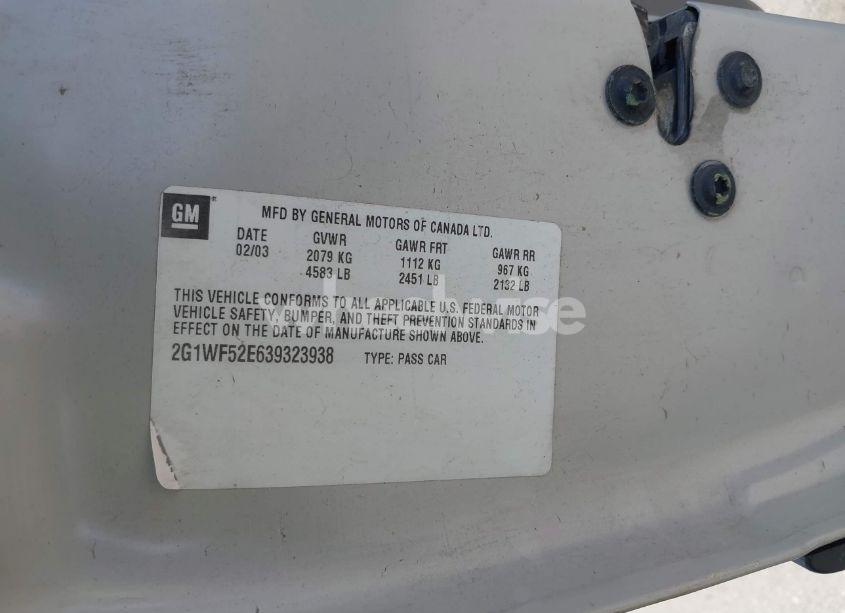 Photo 9 of 2003 Chevrolet Impala (VIN 2G1WF52E639323938)