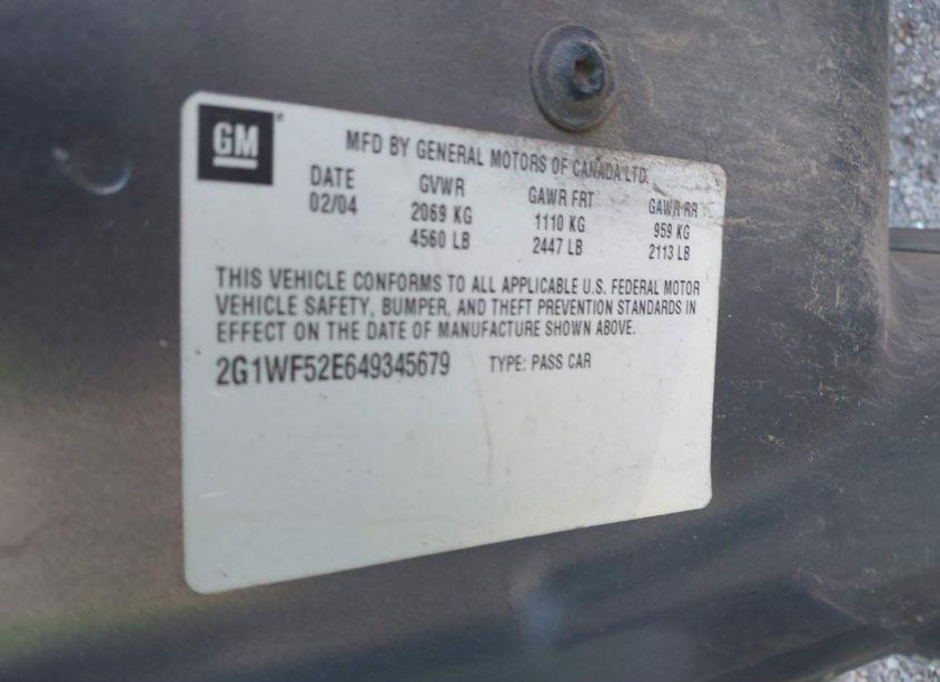 Photo 9 of 2004 Chevrolet Impala (VIN 2G1WF52E649345679)