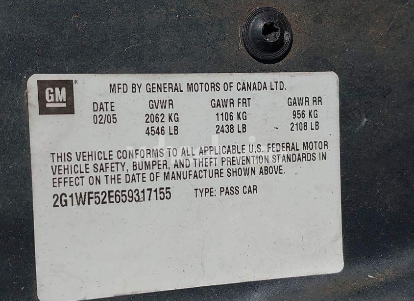 Photo 9 of 2005 Chevrolet Impala (VIN 2G1WF52E659317155)