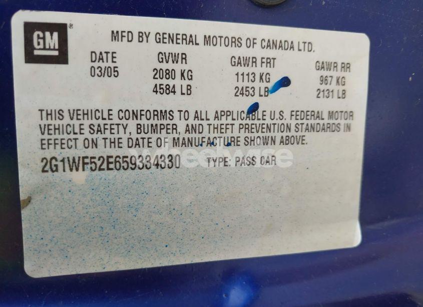 Photo 9 of 2005 Chevrolet Impala (VIN 2G1WF52E659334330)