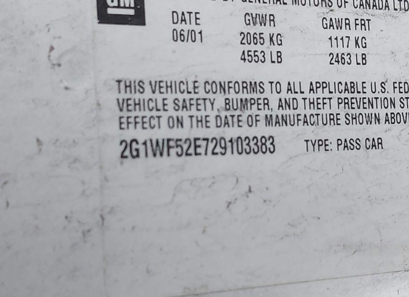 Photo 9 of 2002 Chevrolet Impala (VIN 2G1WF52E729103383)