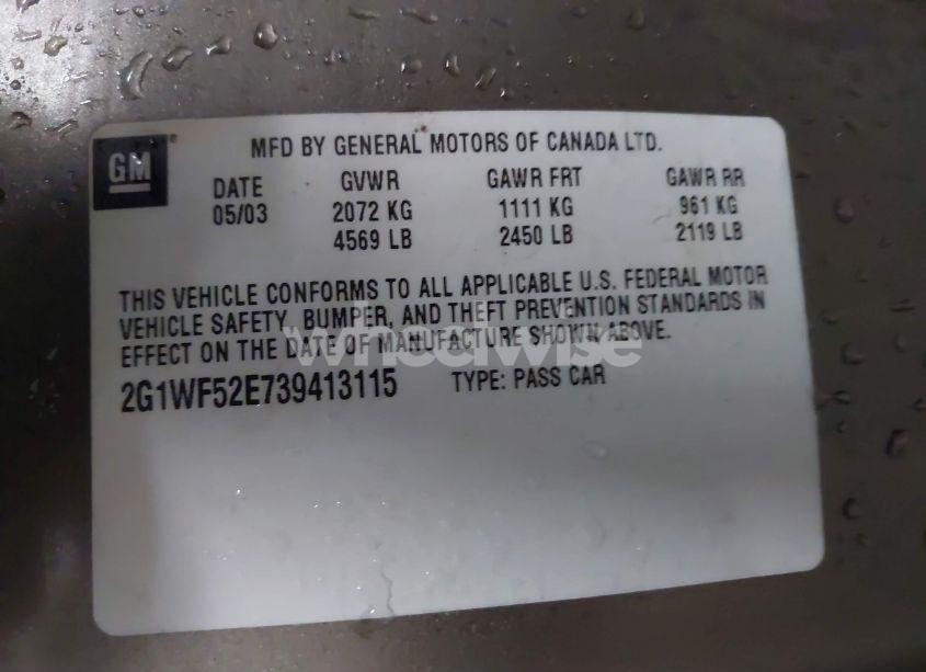 Photo 9 of 2003 Chevrolet Impala (VIN 2G1WF52E739413115)