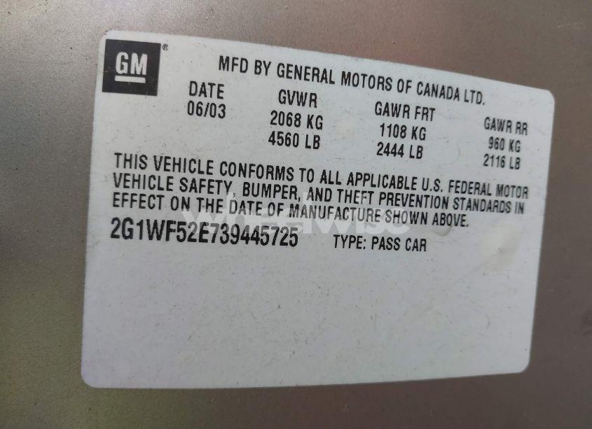 Photo 9 of 2003 Chevrolet Impala (VIN 2G1WF52E739445725)