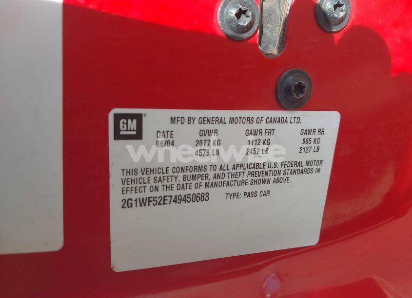 Photo 9 of 2004 Chevrolet Impala (VIN 2G1WF52E749450683)