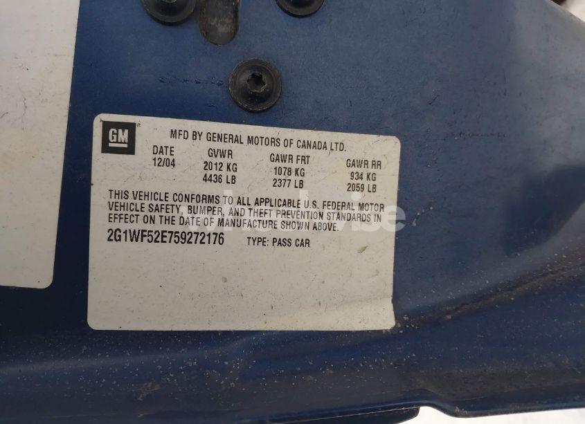 Photo 9 of 2005 Chevrolet Impala (VIN 2G1WF52E759272176)