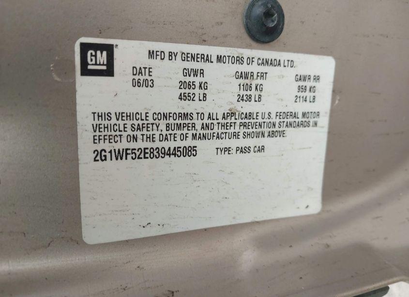 Photo 9 of 2003 Chevrolet Impala (VIN 2G1WF52E839445085)