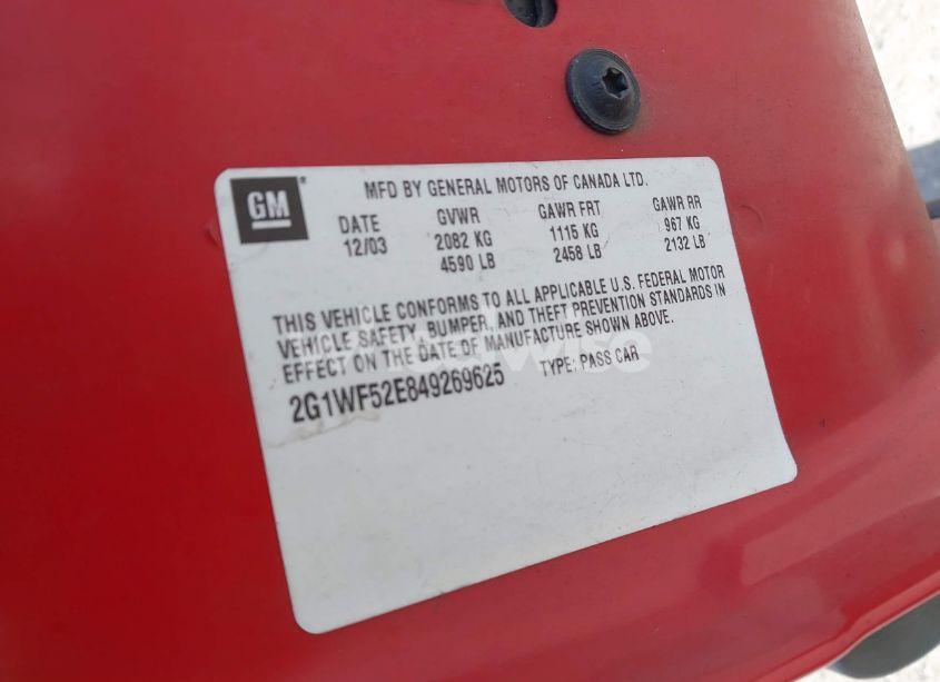 Photo 9 of 2004 Chevrolet Impala (VIN 2G1WF52E849269625)