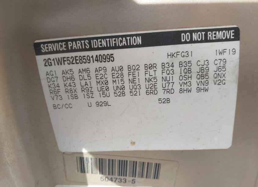 Photo 9 of 2005 Chevrolet Impala (VIN 2G1WF52E859140995)