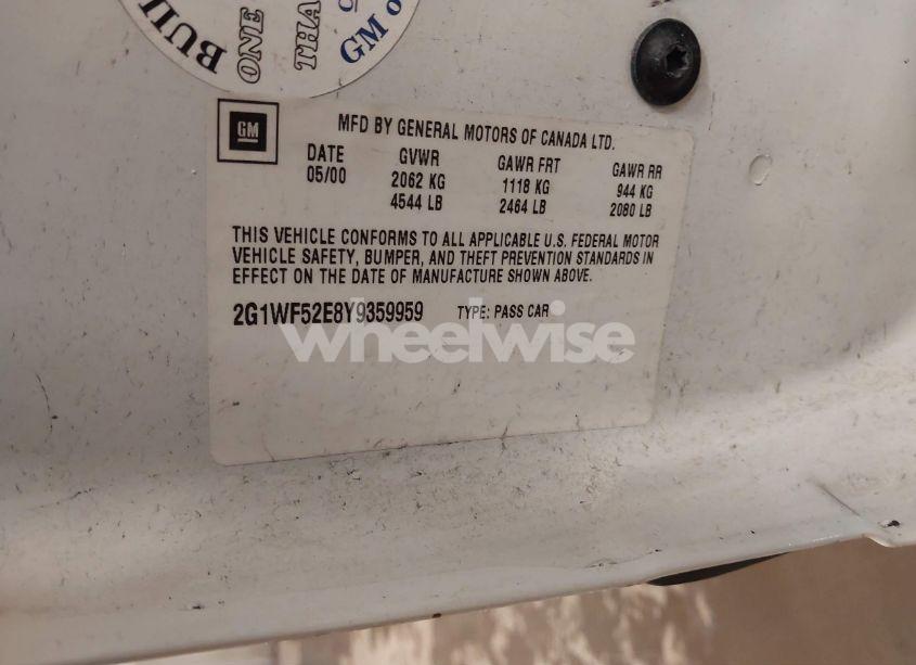 Photo 9 of 2000 Chevrolet Impala (VIN 2G1WF52E8Y9359959)