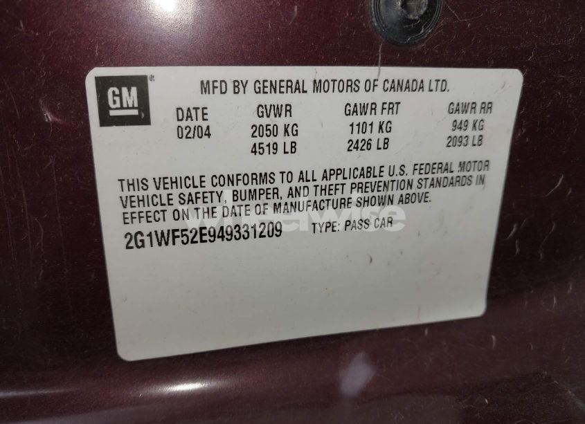 Photo 9 of 2004 Chevrolet Impala (VIN 2G1WF52E949331209)