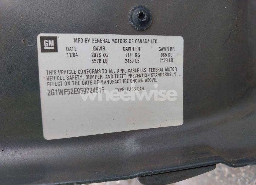 Photo 9 of 2005 Chevrolet Impala (VIN 2G1WF52E959224016)