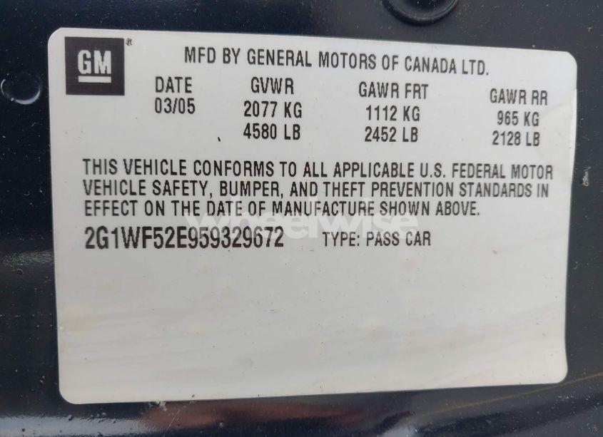 Photo 9 of 2005 Chevrolet Impala (VIN 2G1WF52E959329672)