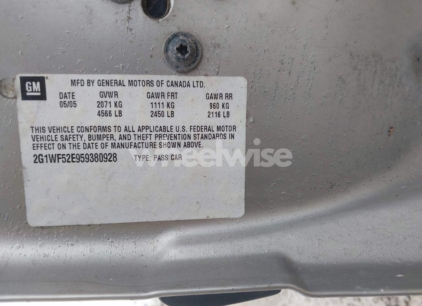 Photo 9 of 2005 Chevrolet Impala (VIN 2G1WF52E959380928)