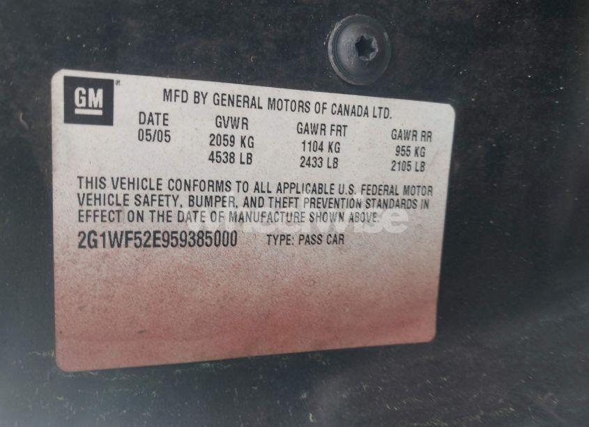 Photo 9 of 2005 Chevrolet Impala (VIN 2G1WF52E959385000)