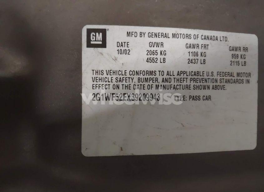 Photo 9 of 2003 Chevrolet Impala (VIN 2G1WF52EX39209943)