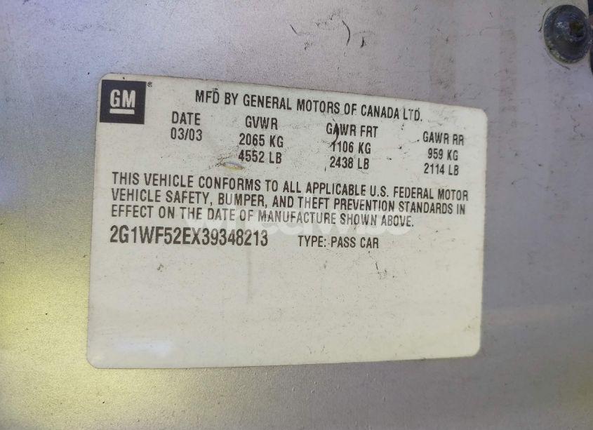 Photo 9 of 2003 Chevrolet Impala (VIN 2G1WF52EX39348213)