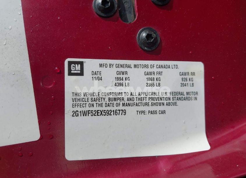 Photo 9 of 2005 Chevrolet Impala (VIN 2G1WF52EX59216779)