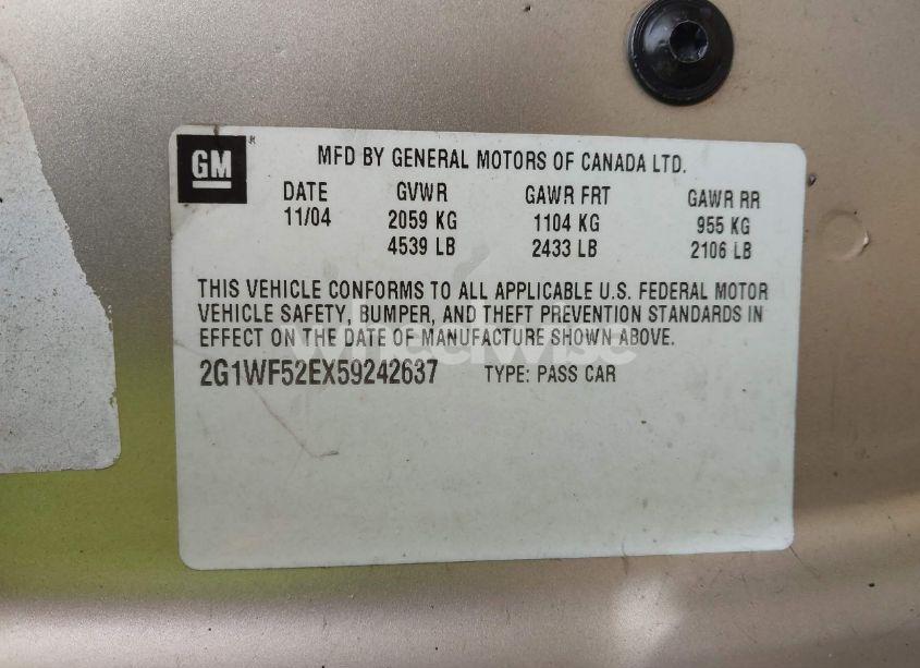 Photo 9 of 2005 Chevrolet Impala (VIN 2G1WF52EX59242637)